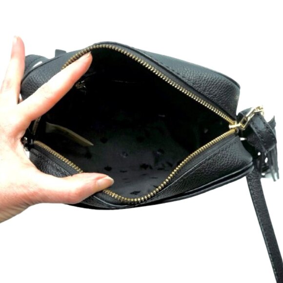 KATE SPADE~Naomi Camera Bag~BLACK PEBBLED LEATHER CROSSBODY BAG w/Tassel - Picture 6 of 6